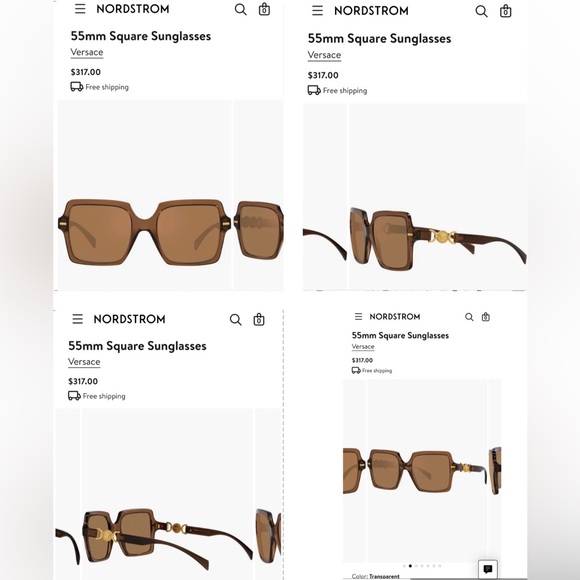 VERSACE LOGO MEDALLIONS FOR A SIGNATURE STATEMENT ON TRANSPARENT BROWN SUNNIES - Picture 7 of 16